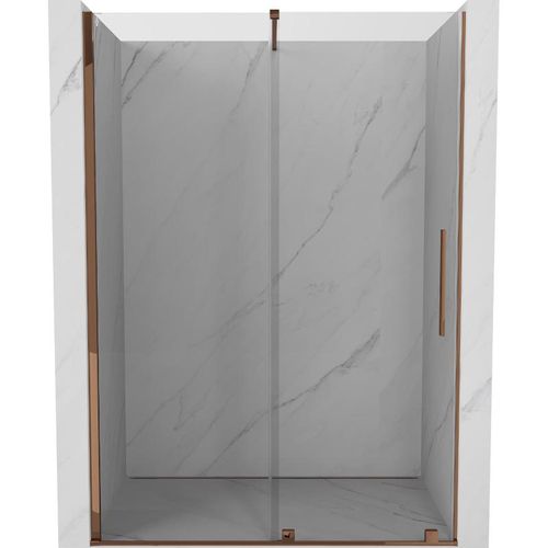 Mexen Velar ausziehbare Duschtür 150 cm, transparent, Rosa Gold - 871-150-000-01-60