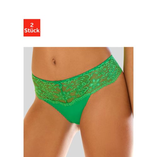 String NUANCE, Damen, Gr. 44/46, grün (2xgrün), Spitze, Microtouch, Obermaterial: 85% Polyamid, 15% Elasthan, körpernah, Unterhosen, Dessous mit breitem Spitzenband