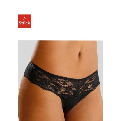 String NUANCE, Damen, Gr. 40/42, schwarz (2xschwarz), Spitze, Microtouch, Obermaterial: 85% Polyamid, 15% Elasthan, körpernah, Unterhosen, Dessous mit breitem Spitzenband