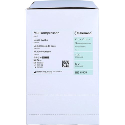 Mullkompressen Set 7.5x7.5cm 8-Fach A2 Steril 100 ST