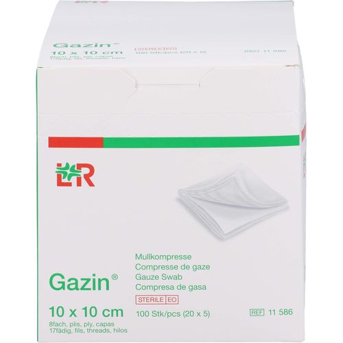 Gazin Mullkomp.10x10 cm Steril 8Fach 100 ST