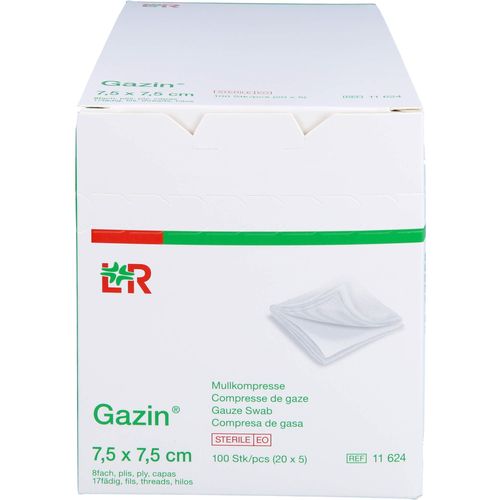 Gazin Mullkomp.7.5x7.5 cm Steril 8Fach 100 ST