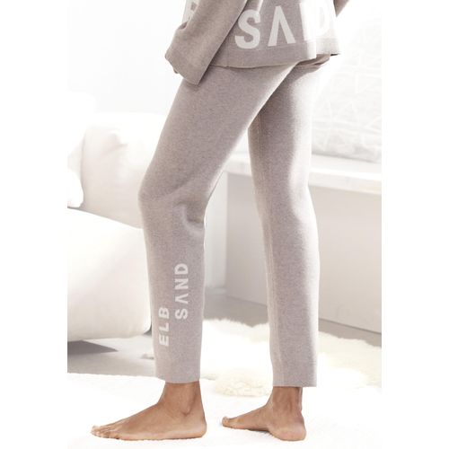 Strickhose ELBSAND, Damen, Gr. 44/46, N-Gr, grau (taupe), Feinstrick, Obermaterial: 50% Viskose (LENZING), 28% Polyester, 22% Nylon, meliert, casual, bequem lang, Hosen, aus weichem Strick, Loungewear
