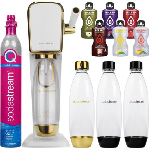 Sodastream Art Wassersprudler Weiß Gold Set 3 Flaschen Sirup Kartusche