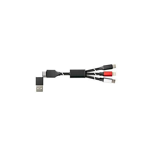 USB Ladekabel Good Connections PYTHON® Serie, 6-in-1, USB-A + USB-C an USB-C/USB Micro B/Lightning, 3 A, Textilmantel, Länge 1,2 m, schwarz