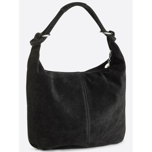 Beuteltasche HEINE, Damen, Gr. B/H/T: 39cm x 49cm x 2cm, schwarz, Leder, unifarben, Taschen