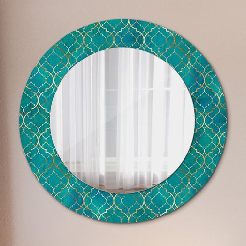 Spiegel - Mirror zum Wandspiegel Schlafzimmer – Schminkspiegel- grün und gold Komposition- Ø60cm