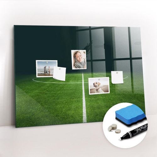 Magnetische Notiztafel - Weißer Marker + Schwamm + Magnete 100 x 70 cm - Fußballfeld