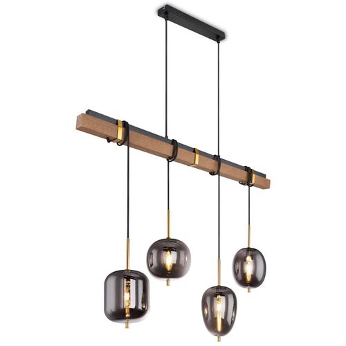 Hängelampe Esszimmer Hängeleuchte Wohnzimmer Rauchglas Pendellampe Messingfarben