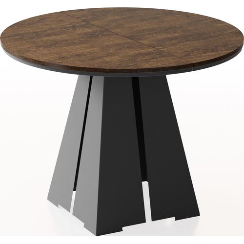 Runder Ausziehbarer Esstisch mit Schwarzem Metallgestell - Moderner Industrieller Tisch für Esszimmer oder Küche - 120 cm bis 200 cm - EU - Lefkas Eiche