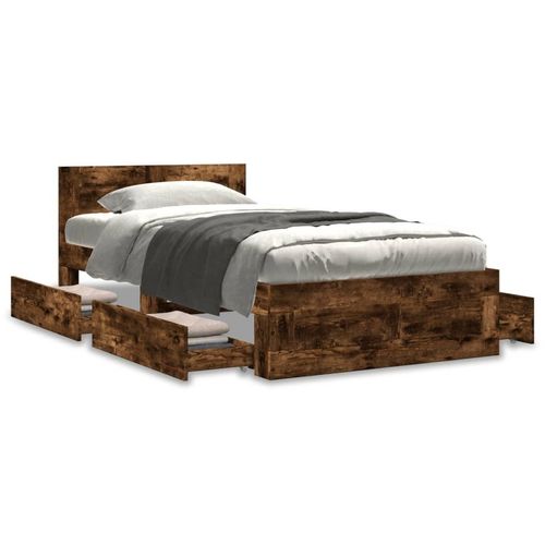 Bettgestell mit Kopfteil Räuchereiche 75x190 cm Holzwerkstoff