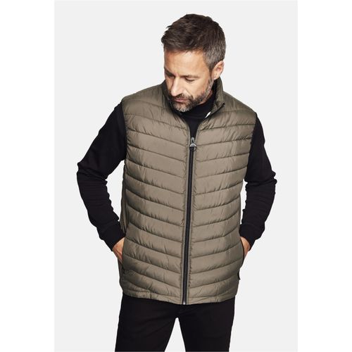 Steppweste NEW CANADIAN, Herren, Gr. L, grün (olivgrün), 100% Polyester, sportlich, kurz, hoch geschlossener Ausschnitt, Westen, mit wärmender Füllung