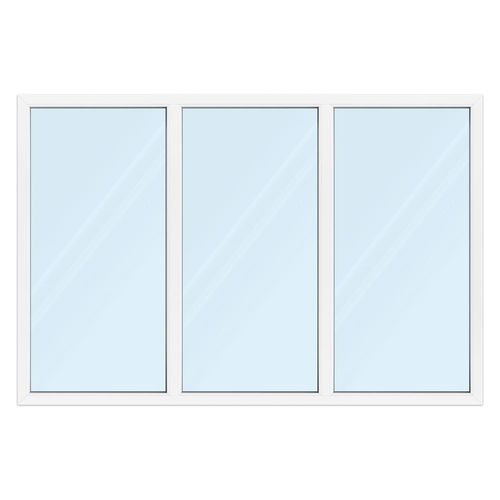 fensterversand.com Große Fenster, dreiteilig, Kunststofffenster aluplast Ideal 4000, Weiß, 3000 x 2000 mm, 2-fach Festverglasung, individuell konfigurieren