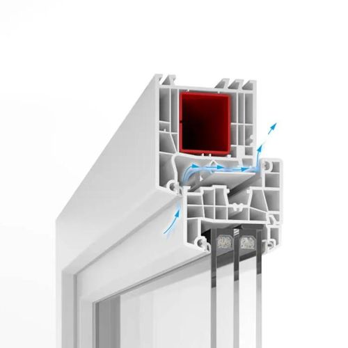 Fenster mit Lüftung, PVC, Kömmerling 70 AD, Weiß, 635 x 635 mm, 1-teilig drehkipp links, individuell konfigurieren