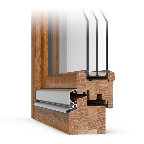 fensterversand.com Fenster Eukalyptus hell, Holzfenster Classis 68 mm, 510 x 510 mm, festverglasung, individuell konfigurierbar