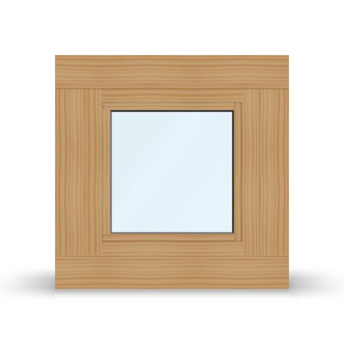 fensterversand.com Aluminium Holz Fenster, ECO Plano, Fichte nativa, Aluschale Weiß, 510x510 mm, einteilig festverglast, individuell konfigurieren
