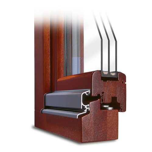 fensterversand.com Fenster Mahagoni, Holz Classic 68, Holzfarbe Kiefer Mahagoni 211, 2-fach Verglasung Ug 1,1, 510x510 mm, festverglast, nach Maß