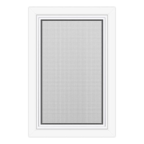 Fenster mit Fliegengitter, PVC, aluplast IDEAL® 4000, Spannrahmen und Fenster Weiß, Fiberglasgewebe Grau, individuell konfigurieren