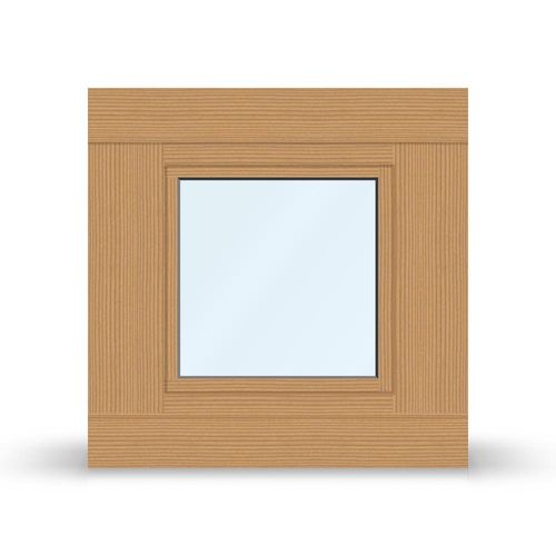 fensterversand.com Alu Holz Fenster, Classicline IV 78, Lärche nativa, Aluschale Weiß, 510x510 mm, einteilig, festverglast, individuell konfigurieren