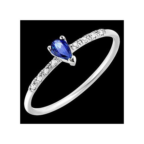 Edenly Ring Paradiesvogel - Birne - WeiÃŸgold, 18 Karat, mit einem Saphir und D