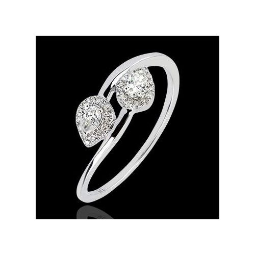 Edenly Ring Vielfalt - Du & Ich Tropfen Diamanten - 9 Karat WeiÃŸgold und Diama