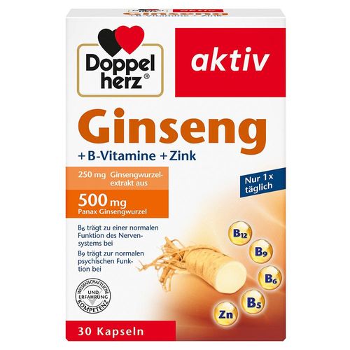 DOPPELHERZ Ginseng 250+B-Vitamine+Zink Kapseln 30 St