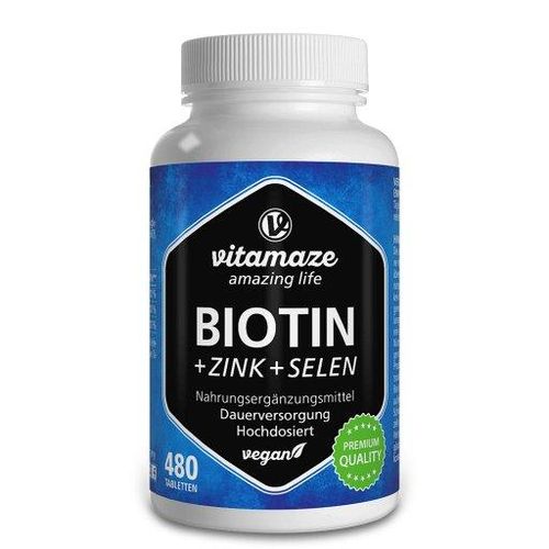 BIOTIN 10 mg hochdosiert+Zink+Selen Tabletten 480 St