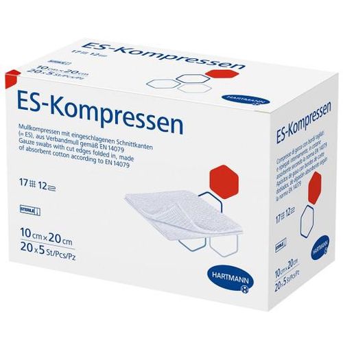 ES-KOMPRESSEN steril 10x20 cm 12fach Großpackung 20X5 St