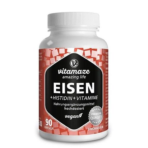 EISEN 20 mg+Histidin+Vitamine C/B9/B12 Kapseln 90 St