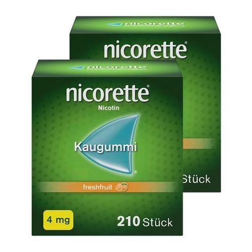 nicorette 4mg Nikotinkaugummi freshfruit zur Rauchentwöhnung Doppelpack 2X210 St