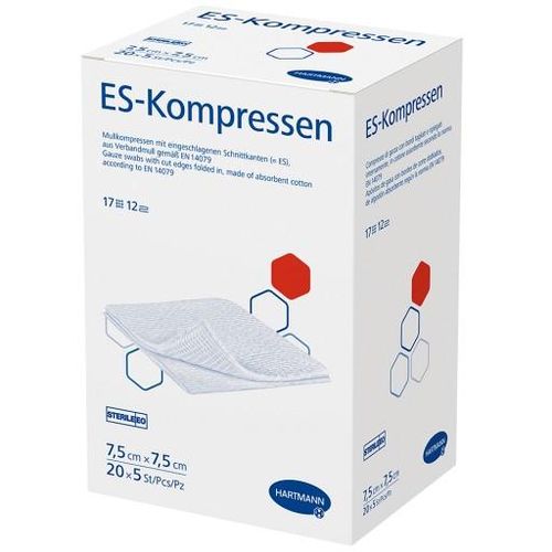 ES-KOMPRESSEN steril 7,5x7,5 cm 12fach Großpackung 20X5 St
