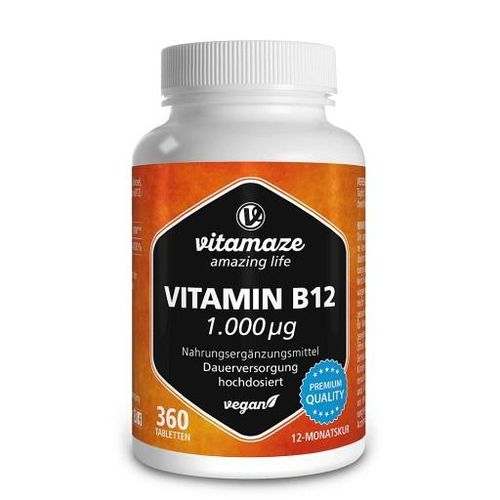 VITAMIN B12 1000 µg hochdosiert vegan Tabletten 360 St