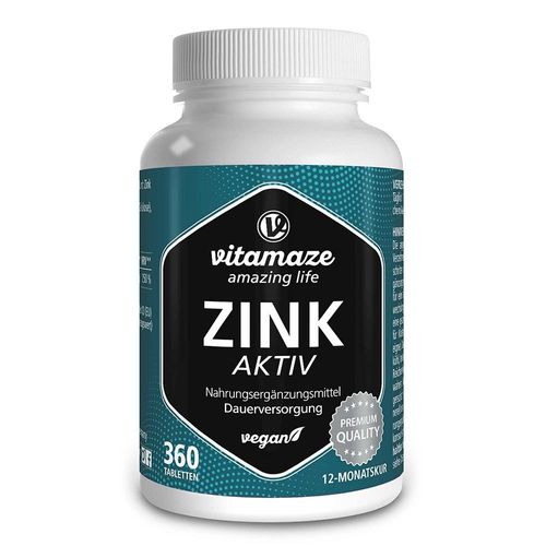 ZINK AKTIV 25 mg hochdosiert vegan Tabletten 360 St