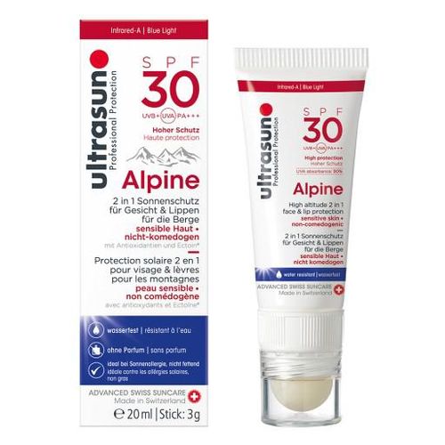 ULTRASUN Alpine Creme SPF 30 2in1 Gesicht+Lippen 20 ml