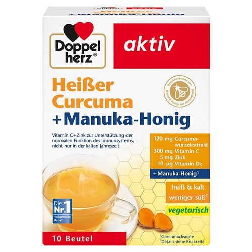 DOPPELHERZ heißer Curcuma+Manuka-Honig Granulat 10 St