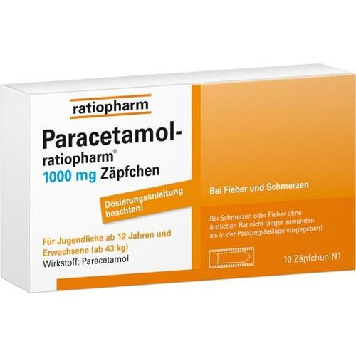 PARACETAMOL-ratiopharm 1.000 mg Zäpfchen 10 St