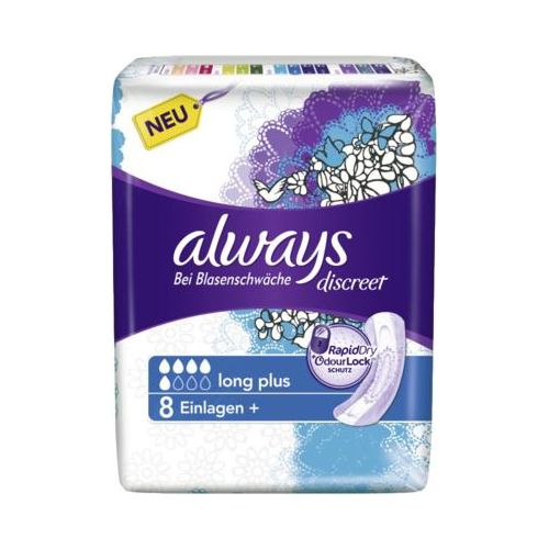 ALWAYS discreet Inkontinenz Einl.long plus 8 St