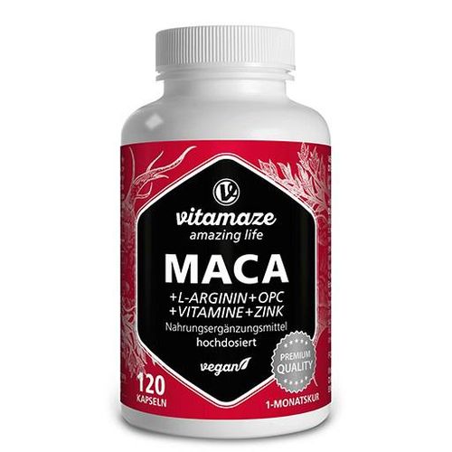 MACA 10:1 hochdosiert+L-Arginin+OPC+Vit.vegan Kps. 120 St