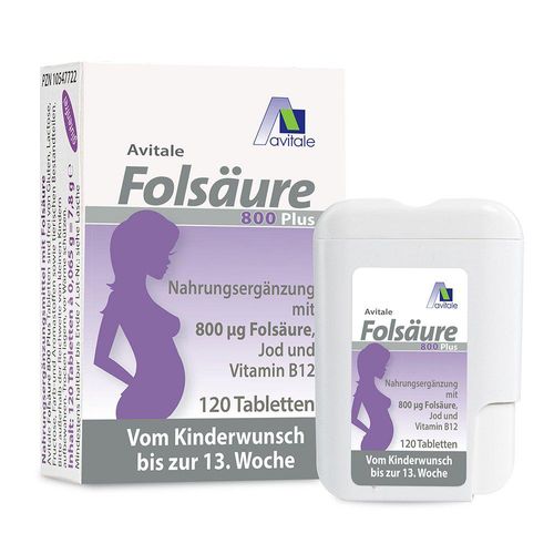 Folsäure 800 Plus B12 + Jod Tabletten 120 St