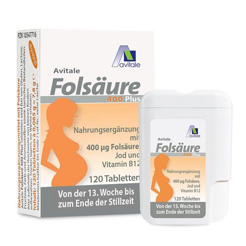 Folsäure 400 Plus B12 + Jod Tabletten 120 St