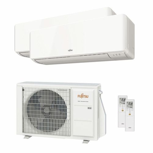 Fujitsu Siemens KM WiFi Series Dual Split Klimaanlage 7000+7000 BTU Inverter A+++ Außeneinheit 4 kW