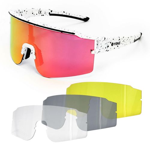 YEAZ Sport-Sonnenbrille Weiß/Blau SUNTHRILL Set