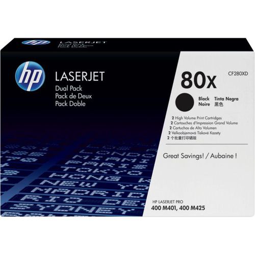 Toner kompatibel mit HP 80XD (CF280XD) - 2x Schwarz Hohe Kapazität - Multipack