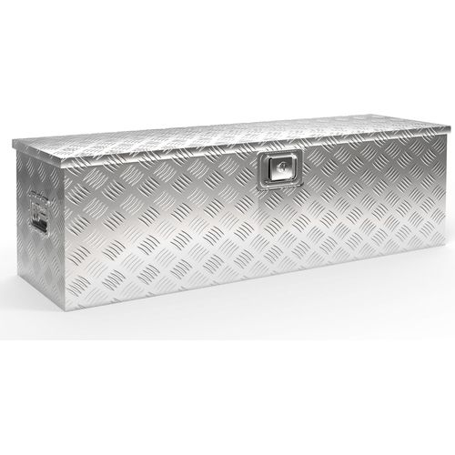 Wiltec Werkzeugbox Alu 124x37x38 cm Silberfarbene Transportbox, Werkzeugkiste inkl. Schlüssel, Alubox und Staukasten mit Handgriffen