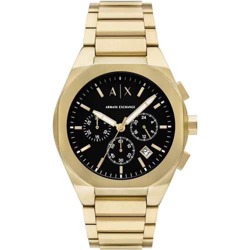 Chronograph ARMANI EXCHANGE, gold (goldfarben), Armbanduhren, Herren, Armbanduhr, Herrenuhr, Edelstahlarmband, analog, Tag, Stoppfunktion