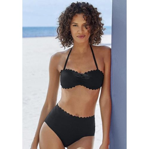 LASCANA Bandeau-Bikini-Top 'Scallop' schwarz Gr. 40 Cup A/B. Mit Seitlichen Stäbchen