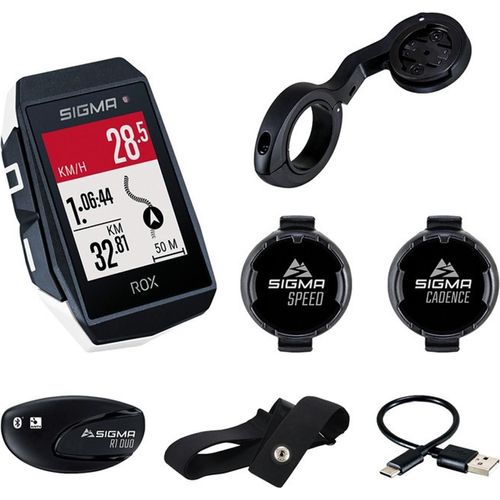 SIGMA Fahrradcomputer Rox11.1 Sender Set (inkl Geschw+Herzfr.+Trittfreq), weiß (1 Set)