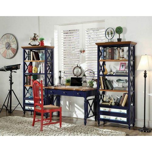 Schreibtisch + 2x Bücherregale + Stuhl Blau JVmoebel