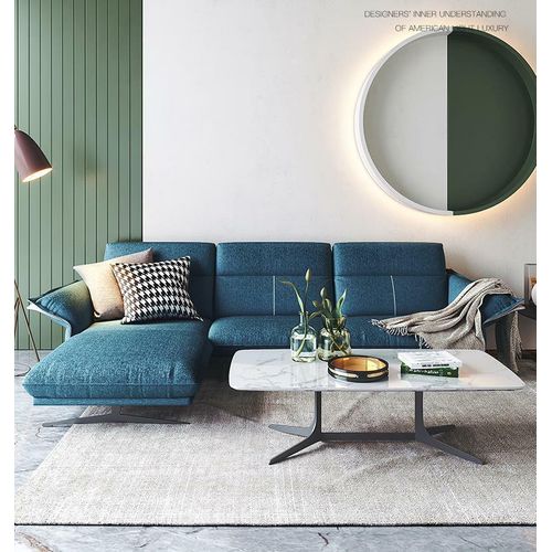 Stoff L-Form Couch Wohnlandschaft Ecksofa Garnitur Modern Design Blaues Sofa Neu