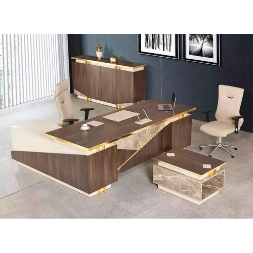 Arbeitszimmermöbel Eckschreibtisch Luxus Büroschrank Couchtisch 3tlg. JVmoebel